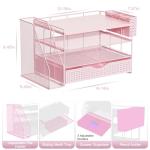 gianotter Wood Desk Organizers and Accessories with File Holder, 4-Tier Desk Accessories & Workspace Organizers with Drawer and Pen Holder, Paper Organizer for Office Supplies (Pink)