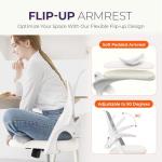 NEO Chair Office Desk Computer Gaming Ergonomic Chair with Lumbar Back Support Adjustable Height Swivel Wheels Flip-up Arms Mesh Chair for Home or Office (Ivory)