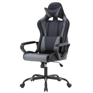 PayLessHere Ergonomic Racing Desk Chair Gaming Chair Computer Chair with Armrests 360° Swivel & Caster Pu Desk Task Chair Executive Headrest Lumbar Support for Back Pain Women Men and Adults (Grey)