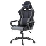 PayLessHere Ergonomic Racing Desk Chair Gaming Chair Computer Chair with Armrests 360° Swivel & Caster Pu Desk Task Chair Executive Headrest Lumbar Support for Back Pain Women Men and Adults (Grey)