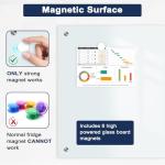 QUEENLINK Magnetic Glass Whiteboard for Wall, 36" x 24" Glass Dry Erase Board, Large Frameless White Board for Home and Office with 1 Marker Tray - Normal White