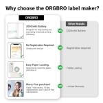 ORGBRO Label Maker Machine with Tape, X1 Portable Bluetooth Mini Label Printer, Support Pre-Cut & Continuous Label, Wireless Small Label Makers with Versatile App for School Home Office Organization