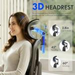 FLEXISPOT ErgoX Premium Ergonomic Office Chair with Footrest- Adjustable 3D Armrests, Dynamic Lumbar Support, Recline & Tilt Function, Mesh Seat, for Home & Office Use,Light Grey