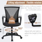 FDW Home Office Chair Mid Back PC Swivel Lumbar Support Adjustable Desk Task Computer Ergonomic Comfortable Mesh Chair with Armrest (Black)