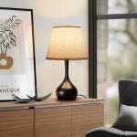 ONEWISH Touch Bedside Lamp for Bedroom, 3-Way Dimmable Farmhouse Table Lamps for Nightstand with Fabric Shade, Desk Lamp for Kids Reading, Home Office