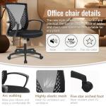FDW Home Office Chair Mid Back PC Swivel Lumbar Support Adjustable Desk Task Computer Ergonomic Comfortable Mesh Chair with Armrest (Black)