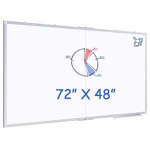 Magnetic White Board Dry Erase Board for Wall，72" x 48" (6ft x 4ft) Wall-Mounted Aluminum Frame Marker Board, Foldable Portable Whiteboard with a Long Pen Tray for School, Classroom, Office & Home