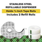 Scotch Magic Stainless Steel Dispenser with 2 Rolls Tape, 3/4 in x 600 in (19 mm x 15.2 m)
