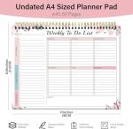 Weekly To Do List Notepad with 52 Undated Sheets（8.5"×11"）- Undated Weekly Desk Planner for Women & Man, School/Office Supplies