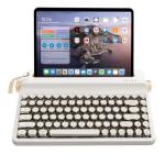 YUNZII QL75 Wireless Typewriter Hot Swap Retro Mechanical Keyboard,Punk Round Keycaps,RGB Backlit QMK/VIA Programmable, Multi-Device Keyboard with 2.4GHz/Type-C/BT5.0 (White, Cocoa Cream V2 Switch)