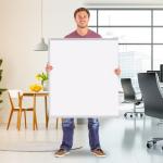Magnetic White Board Dry Erase Board for Wall，72" x 48" (6ft x 4ft) Wall-Mounted Aluminum Frame Marker Board, Foldable Portable Whiteboard with a Long Pen Tray for School, Classroom, Office & Home