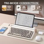 YUNZII QL75 Wireless Typewriter Hot Swap Retro Mechanical Keyboard,Punk Round Keycaps,RGB Backlit QMK/VIA Programmable, Multi-Device Keyboard with 2.4GHz/Type-C/BT5.0 (White, Cocoa Cream V2 Switch)