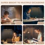 Voncerus LED Desk Lamp for Home Office, Double Head Architect Light with Clamp, Computer Monitor Clip on Light, 3 Modes and 10 Brightness, Adjustable Flexible Goose-Neck, Table Task Lamp, Black