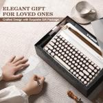 YUNZII QL75 Wireless Typewriter Hot Swap Retro Mechanical Keyboard,Punk Round Keycaps,RGB Backlit QMK/VIA Programmable, Multi-Device Keyboard with 2.4GHz/Type-C/BT5.0 (White, Cocoa Cream V2 Switch)