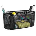 Amazon Basics Mesh Desk Organizer with Pen Holder, Pullout Drawer and Office Caddy Storage, 9.25" x 4.53" x 3.94", Black