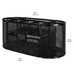 Amazon Basics Mesh Desk Organizer with Pen Holder, Pullout Drawer and Office Caddy Storage, 9.25" x 4.53" x 3.94", Black