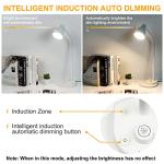 BOHON LED Desk Lamp with USB Charging Port, 3 Color Modes Dimmable Reading Lamp, Auto Dimming Task Lamp, Flexible Neck Table Light for Dorm Bedside, Adapter Include, White