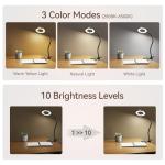 GARMESE LED Desk Lamp Clip on Light with 3 Color Modes 10 Brightness Ring/Clamp Light 360° Adjustable Neck Dimmable Eye Protection Desk Lamps for Home Office