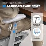 hujusko Mesh Ergonomic Office Chair with Footrest,High Back Mesh Gaming Chair with Lumbar Support,Adjustable Headrest and Armrests for Home Office Desk Chair (Modern, Grey)