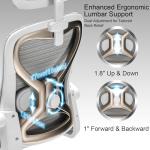 Home Office Desk Chairs, Ergonomic Office Chair with Lumbar Support & 3D Headrest, Computer Desk Chair with Flip-up Armrests, Perfect for Office or Study, Gray/Gold