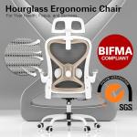 Home Office Desk Chairs, Ergonomic Office Chair with Lumbar Support & 3D Headrest, Computer Desk Chair with Flip-up Armrests, Perfect for Office or Study, Gray/Gold