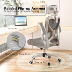 Home Office Desk Chairs, Ergonomic Office Chair with Lumbar Support & 3D Headrest, Computer Desk Chair with Flip-up Armrests, Perfect for Office or Study, Gray/Gold