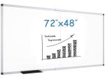 VIZ-PRO Magnetic Dry Erase Board, 72 X 48 Inches, Foldable Wall-Mounted Whiteboard with Silver Aluminum Frame & Marker Tray for School Office and Home 6' X 4'