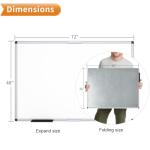 VIZ-PRO Magnetic Dry Erase Board, 72 X 48 Inches, Foldable Wall-Mounted Whiteboard with Silver Aluminum Frame & Marker Tray for School Office and Home 6' X 4'
