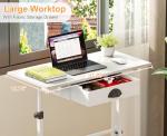 Adjustable Height Standing Desk With Drawer, Rolling Sit Stand Up Desk With Wheels, Small Sit To Stand Computer Desk, Adjustable Desktop Height, On Wheels, White, For Walking Pad Laptop Treadmill