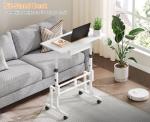 Adjustable Height Standing Desk With Drawer, Rolling Sit Stand Up Desk With Wheels, Small Sit To Stand Computer Desk, Adjustable Desktop Height, On Wheels, White, For Walking Pad Laptop Treadmill