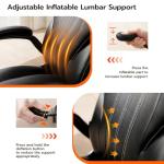 Office Desk Chair, Ergonomic Computer Chair with Padded Flip-Up Arms and Adjustable Lumbar Support, PU Leather Executive Chair with Tilt Lock and 360° Swivel Rolling Wheels for Work, Study