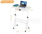 Adjustable Height Standing Desk With Drawer, Rolling Sit Stand Up Desk With Wheels, Small Sit To Stand Computer Desk, Adjustable Desktop Height, On Wheels, White, For Walking Pad Laptop Treadmill