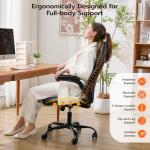 Office Desk Chair, Ergonomic Computer Chair with Padded Flip-Up Arms and Adjustable Lumbar Support, PU Leather Executive Chair with Tilt Lock and 360° Swivel Rolling Wheels for Work, Study