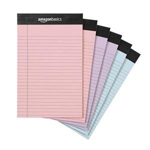 Amazon Basics Narrow Ruled Writing Pads, Perforated, 5" x 8", Multicolor, 6-Pack of 50 Sheets