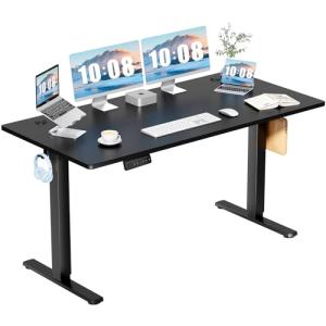 DUMOS 63 Inch Electric Standing Desk Height Adjustable, Sit to Stand Computer Workstations Large Work PC Table Home Office Writing Gaming Desks with Memory Presets for Walking Pad, Bedroom, Black