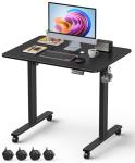 Xyndyx Small Height Adjustable Electric Standing Desk, 31.5" x 23.6" Sit Stand up Desk with Splice Board, Ergonomic Rising Computer Home Office Desk Table with Memory Preset, Black Frame/Black Top