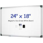 SCRIBANX Magnetic White Board for Wall, 24" x 18" Dry Erase Board Kit with 2 Magnetic Dry Erase Markers, 4 Magnets, Eraser, Pen Tray & Mounting Kit – White Board Dry Erase for Home, Office, School
