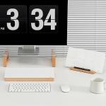 Glass Desktop Whiteboard with Wood Organizer for Small Office Accessories, Aesthetic Desk Dry Erase White Board with Drawer for Home Office Cubicle, Marker & Eraser Included, Yeoux