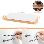 Glass Desktop Whiteboard with Wood Organizer for Small Office Accessories, Aesthetic Desk Dry Erase White Board with Drawer for Home Office Cubicle, Marker & Eraser Included, Yeoux