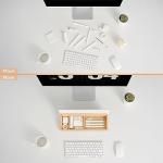 Glass Desktop Whiteboard with Wood Organizer for Small Office Accessories, Aesthetic Desk Dry Erase White Board with Drawer for Home Office Cubicle, Marker & Eraser Included, Yeoux