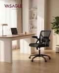 VASAGLE Ergonomic Mesh Office Chair with Adjustable Lumbar Support, 90-105° Tilt Function, Wide Seat, Flip‑Up Armrests, Computer Desk Chair for Home Office, Ink Black UOBN045BH01S