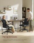 VASAGLE Ergonomic Mesh Office Chair with Adjustable Lumbar Support, 90-105° Tilt Function, Wide Seat, Flip‑Up Armrests, Computer Desk Chair for Home Office, Ink Black UOBN045BH01S