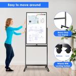 maxtek Magnetic Mobile White Board, 40 x 24 Double Sided Dry Erase Board Rolling Whiteboard, Aluminum Frame Standing Whiteboard on Wheels for Home Office Classroom (40 x 24 Black)