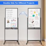maxtek Magnetic Mobile White Board, 40 x 24 Double Sided Dry Erase Board Rolling Whiteboard, Aluminum Frame Standing Whiteboard on Wheels for Home Office Classroom (40 x 24 Black)