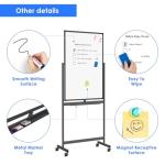 maxtek Magnetic Mobile White Board, 40 x 24 Double Sided Dry Erase Board Rolling Whiteboard, Aluminum Frame Standing Whiteboard on Wheels for Home Office Classroom (40 x 24 Black)