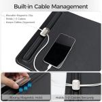 Premium Double-Sided Faux Leather Desk Pad – Non-Slip, Waterproof, with Magnetic Cable Organizer & File Storage – Designed for Offices & Creative Spaces – Durable & Easy to Clean（Black）