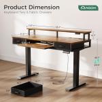 AODK Electric Standing Desk with Drawers & Keyboard Tray, 55 Inch Height Adjustable Gaming Desk with Power Outlets & LED Lights, Sit Stand Table with Monitor Stand for Home, Office, Rustic Brown