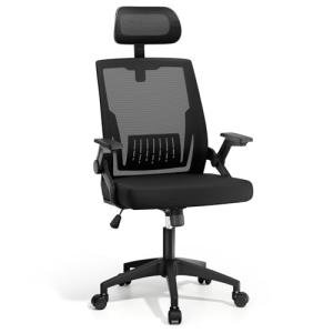 Ergonomic Office Chair, High Back Home Desk Chair & Thickness Seat, Flip-Up Armrest, 135° Reclining Tilt Lock, Mesh Back Office Chairs for Man Woman