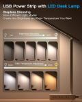 One Beat Desk Lamp with 6 Outlets 4 USB Ports(2×USB-C),Eye Protection Table Lamp Power Strip with 4 Color Modes 5 Brightness Touch LED Desk Lamps for Home Office College Dorm Room Essentials(White