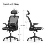 Ergonomic Office Chair, High Back Home Desk Chair & Thickness Seat, Flip-Up Armrest, 135° Reclining Tilt Lock, Mesh Back Office Chairs for Man Woman